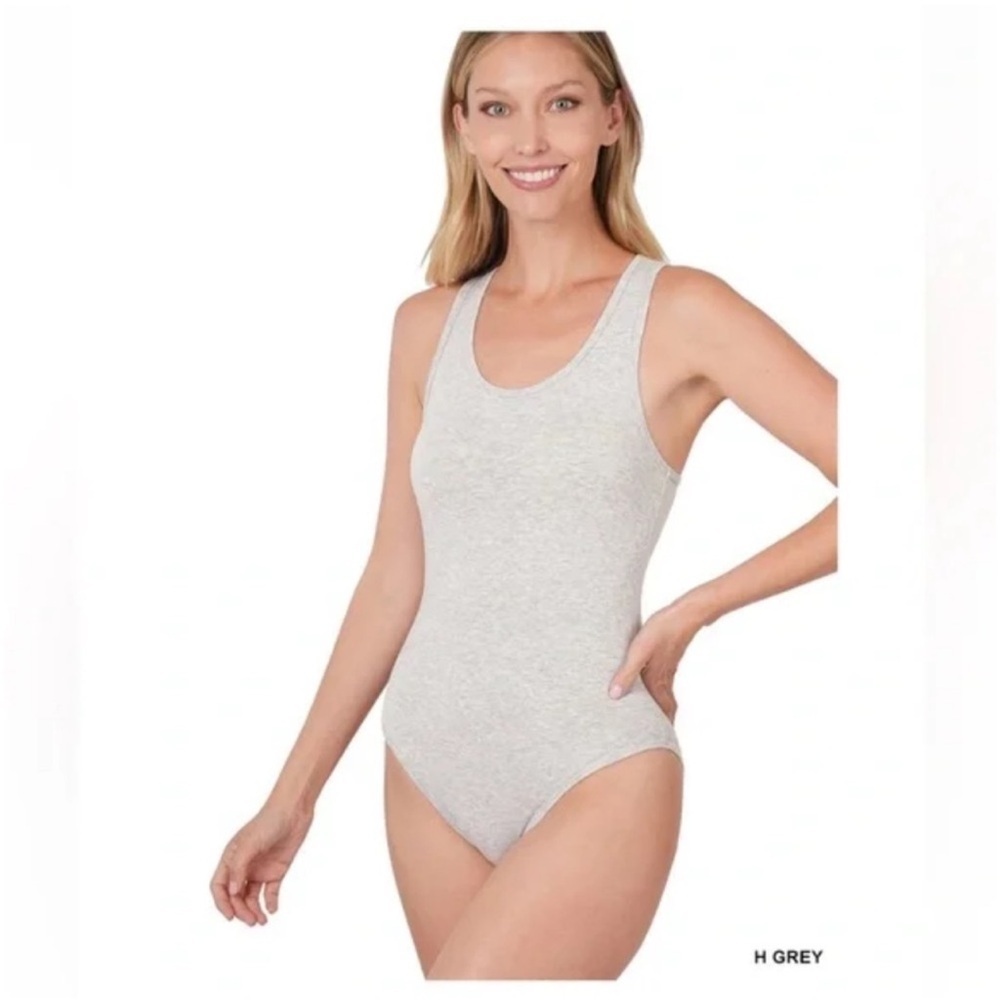 Zenana PREMIUM COTTON RACER BACK TANK BODYSUIT